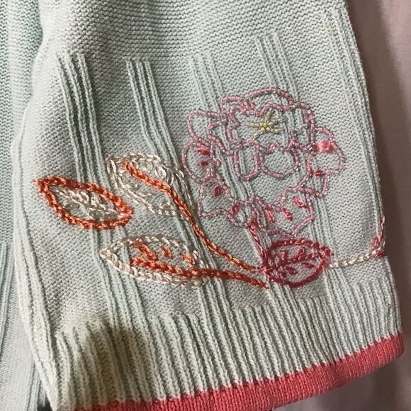 Sigrid Olsen Sport Cotton Blend Seafoam Beaded Embroidered Cardigan 2X - Picture 3 of 11